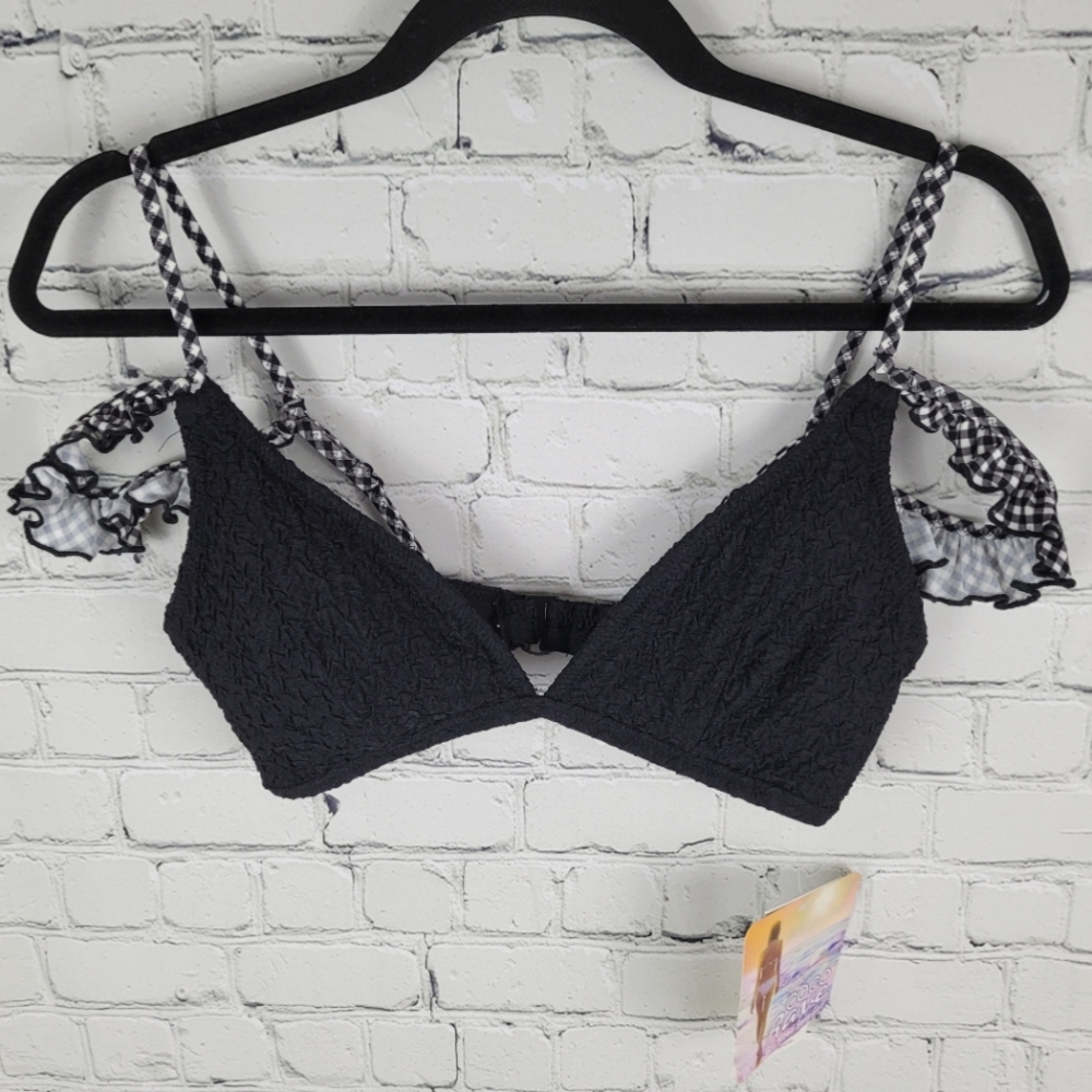 COCO RAVE | gingham ruffle multi strap soft cup textured bikini top